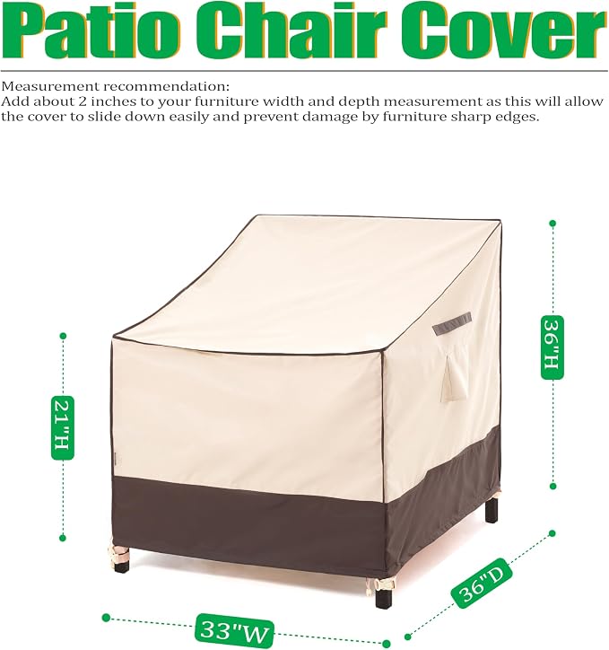 F&J Outdoors Patio Chair Covers, Waterproof Outdoor Adirondack Chair Cover - Image 2