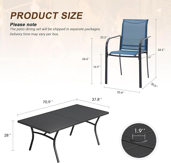 VICLLAX 9 Pieces Patio Outdoor Dining Set - Image 8