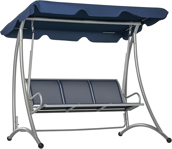 Outsunny 3-Seat Outdoor Porch Swing Chair, Patio Swing Glider by Outsunny