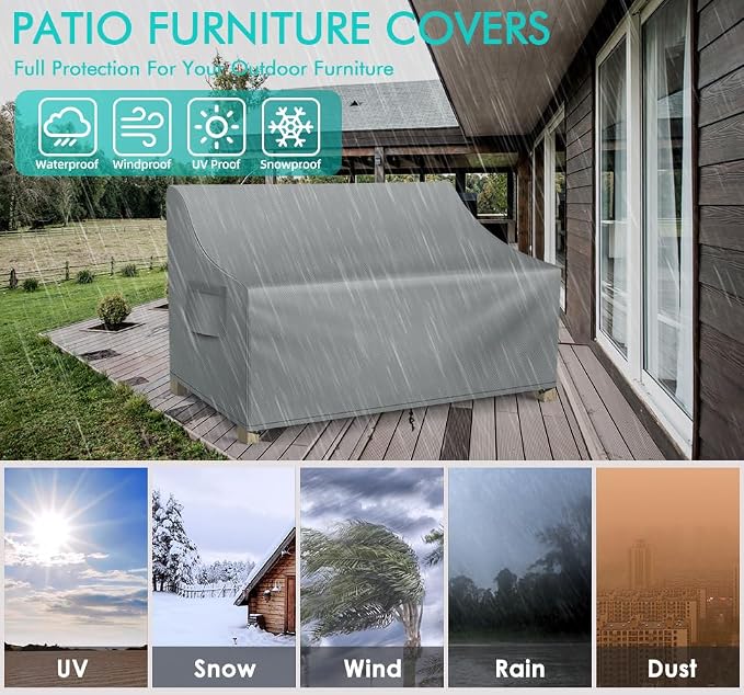 WLEAFJ Patio Sofa Cover Waterproof, 3-Seater Outdoor Sofa, Heavy Duty Deep - Image 4
