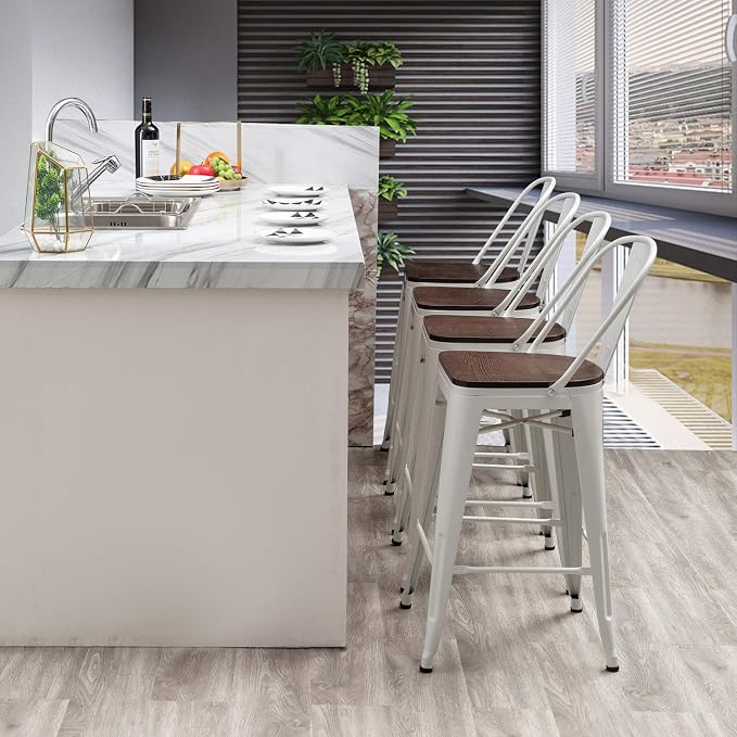 Aklaus Metal Bar Stools Set of 4, 24 inch Barstools Counter Height Bar Stool - Image 9