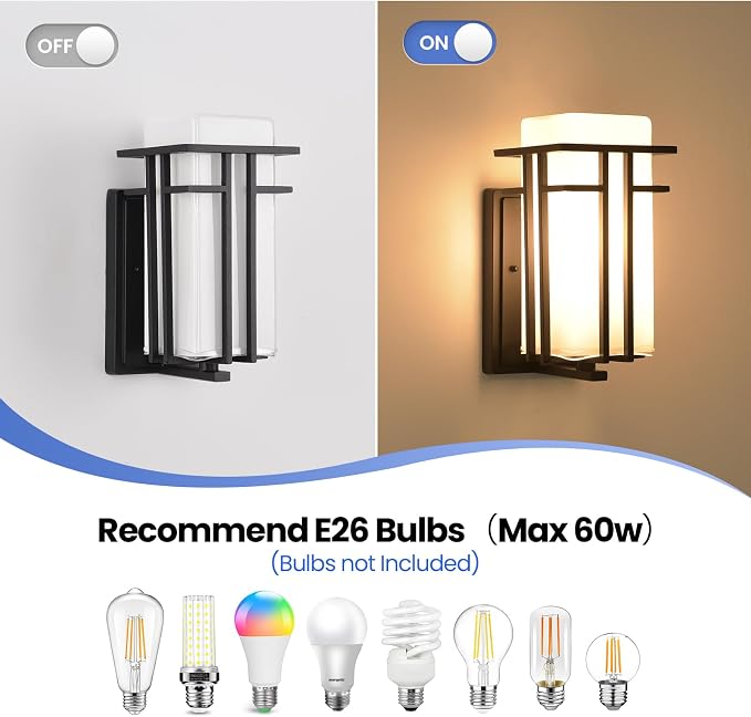 Outdoor Wall Sconce, Waterproof Exterior Lights Wall Mount, Anit-Rust Outdoor - Image 8