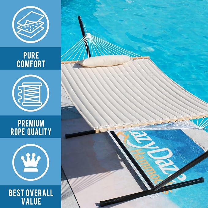Lazy Daze Hammocks 12 FT Double Quilted Fabric Hammock - Image 6