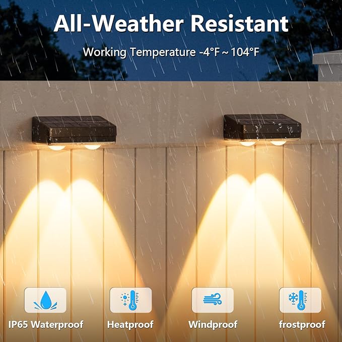 VOLISUN Solar Fence Lights Outdoor 12 Pack, 10 Colors ＆ Color Changing Fence - Image 5