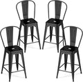 COSTWAY 24'' Metal Bar stools Set of 4, by COSTWAY