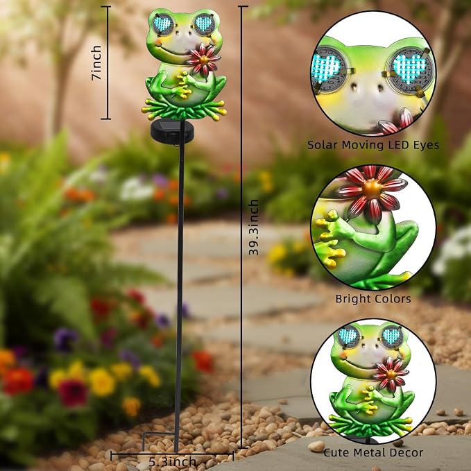 Solar Frog Garden Stake 39.3inch - Image 3