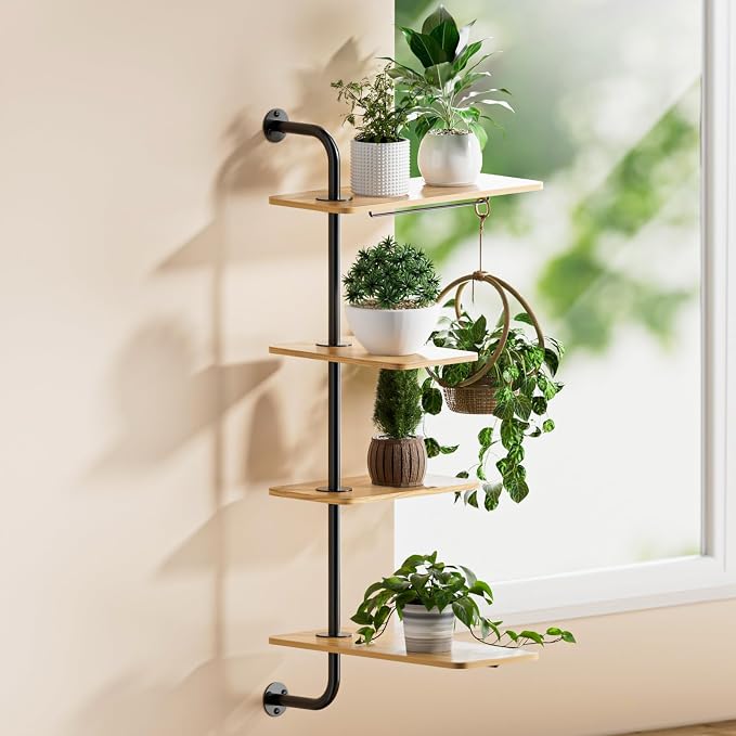 YUOROS Window Shelf for Plants, 4-Tier Rotating Window Sill Plant Shelves Stand by YUOROS
