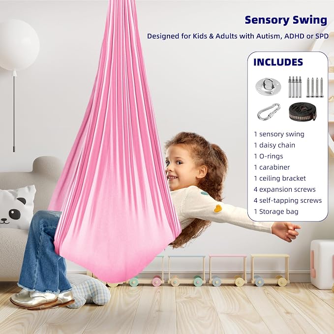 Sensory Swing Chairs for Kids, Indoor & Outdoor Hanging Therapy Cuddle Hammock - Image 3