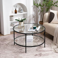 VINGLI Glass Coffee Table, 2-Tier Clear Glass Top Side Table by VINGLI