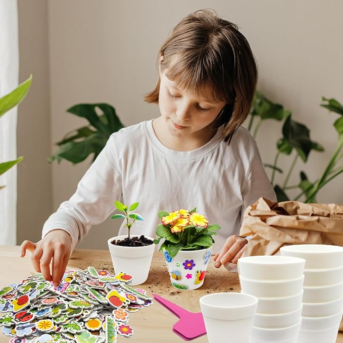 Cinrobiye 30 Set Garden Paper Pot Craft Kit，DIY Flower Plant Crafts - Image 5