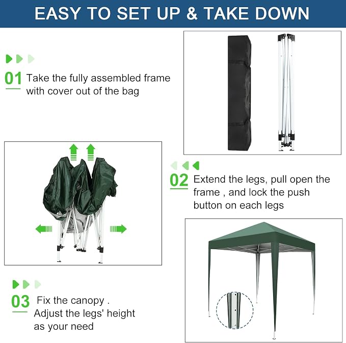 Outvita 6.5x6.5ft Pop Up Canopy Tent, Outdoor Instant Shelter Folding Canopy - Image 6