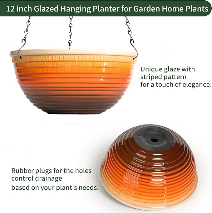 12 inch Hanging Planters for Indoor Outdoor Plants, 2 Pack Large Hanging Flower - Image 3