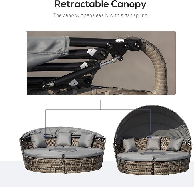 Outsunny 4-Piece Round Convertible Daybed - Image 4