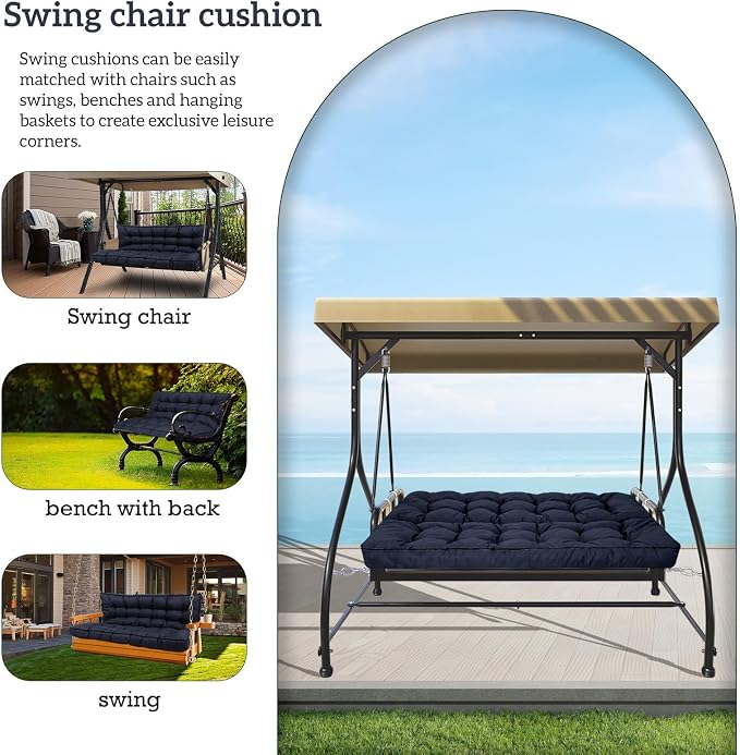 Outside Benches Cushion with Backrest, Thicken Waterproof Swing Cushions 2/3 - Image 3