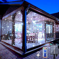 Solar Curtain Lights Outdoor Garden 300 LED Fairy String Lights 8 Modes Remote by Whywhife