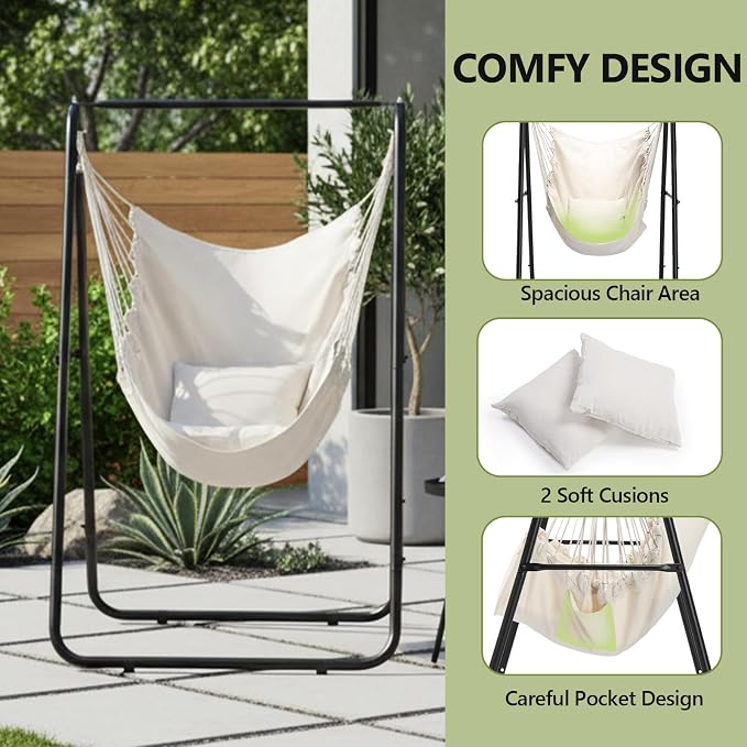ONCLOUD 600LBS Heavy-Duty Hammock Chair Stand, Steel Hanging Chair Stand - Image 3