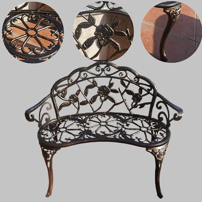 KAILI Garden Bench, Metal Aluminum Rose, Suitable - Image 5