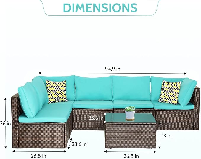 PayLessHere Patio Furniture Set 7 Pieces Outdoor Furniture Wicker Conversation - Image 7