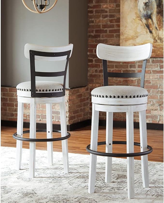 Signature Design by Ashley Valebeck Tall Upholstered Swivel Barstool, Cushioned - Image 2