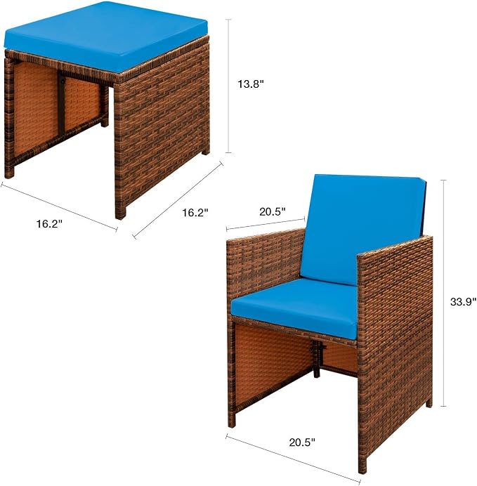 Devoko 4 Pieces Patio Wicker Furniture Set Outdoor Patio Chairs - Image 7