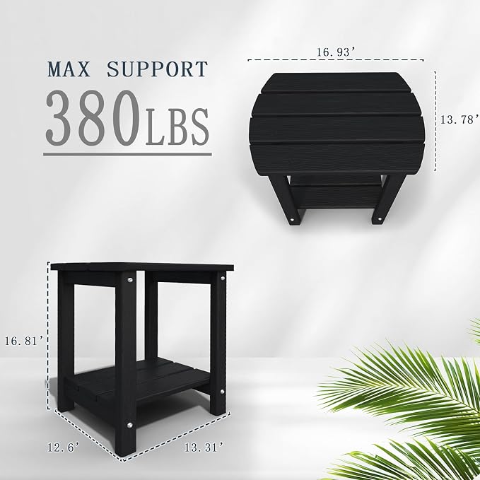 Adirondack Outdoor Side Table, 2-Tier Sturdy Patio End Table Weather Resistant - Image 3