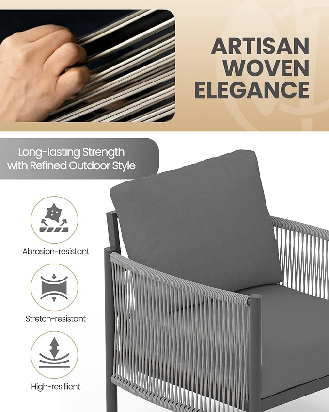 Aluminum Patio Furniture Set, 5 Seats Modern Outdoor Sectional Furniture - Image 2