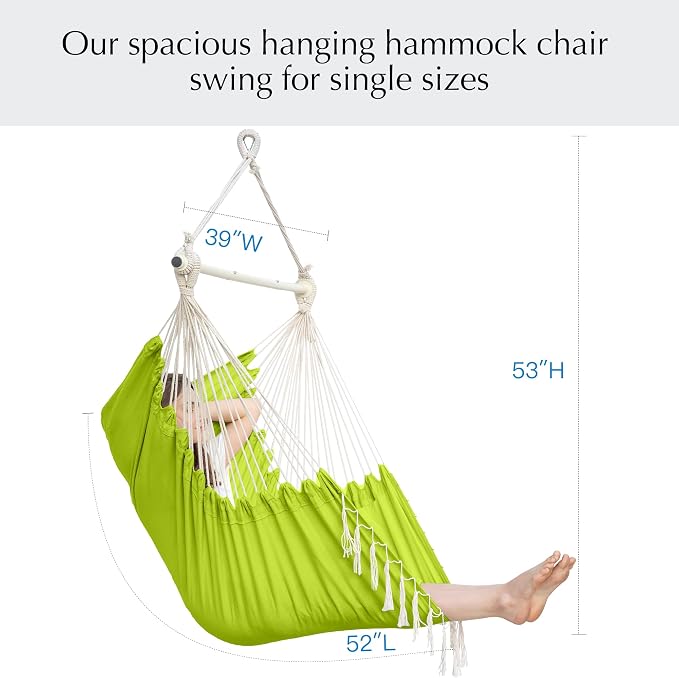 PNAEUT Hammock Chair with Tassel Hanging Rope Swing - Image 5