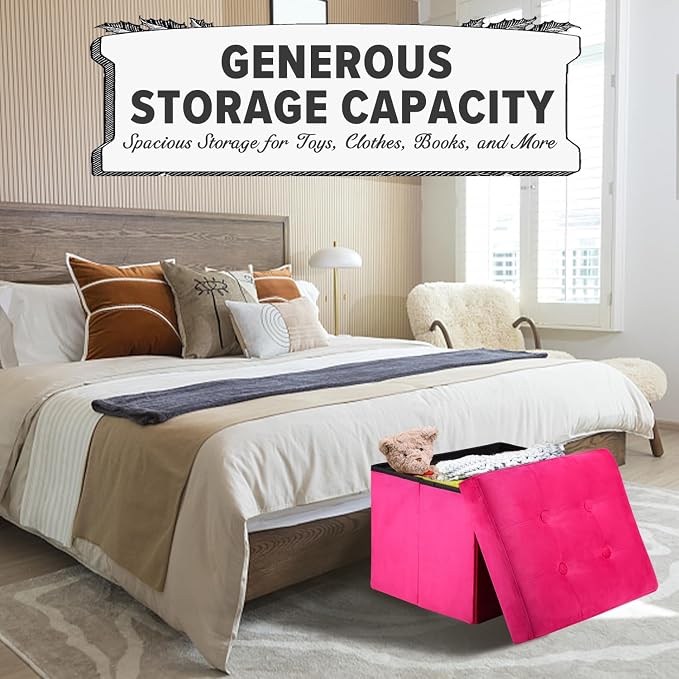 LINMAGCO Storage Ottoman Folding Foot Stool Foot Rest - Image 6