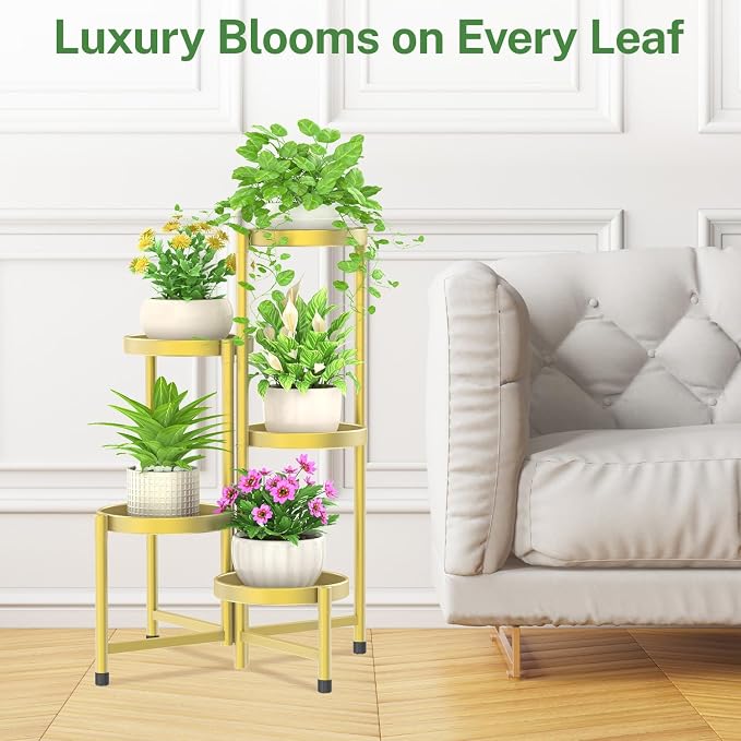 iDavosic.ly Plant Stand Indoor Outdoor, 5 Tier Corner Metal Flower Display - Image 8