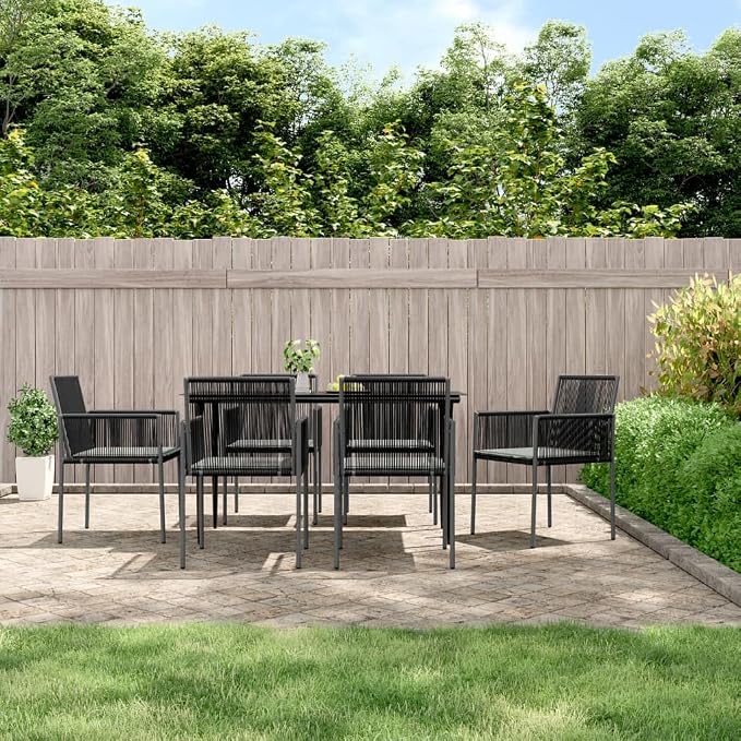 vidaXL Patio Dining Set with Cushions 7 Piece, Outdoor Table and Chair Set - Image 2
