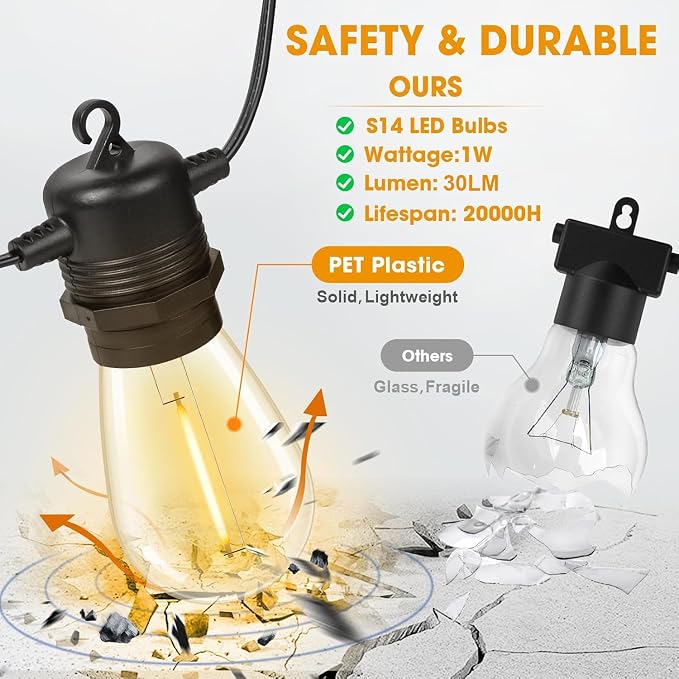 50FT LED Outdoor String Lights - Image 2