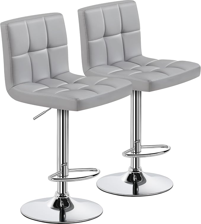 Yaheetech Bar Stools Set of 2, PU Leather Adjustable Barstools, Modern Counter by Yaheetech