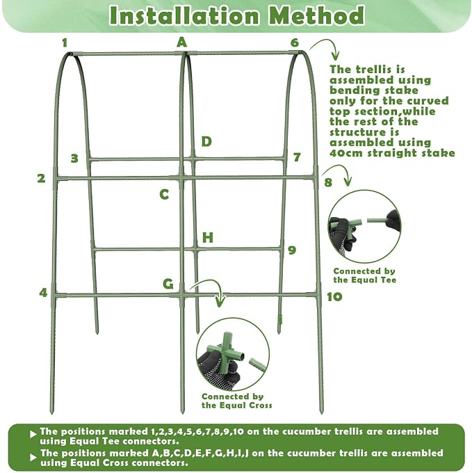Cucumber Trellis for Raised Bed, Metal Garden Arch Trellis for Outdoor Climbing - Image 6
