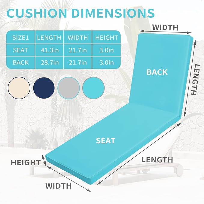 Outdoor Chaise Lounge Cushions for Patio - Image 5