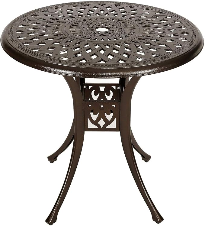 YUSING 31" Outdoor Dining Table, Patio Cast Aluminum Table, Furniture Set by YUYUSING