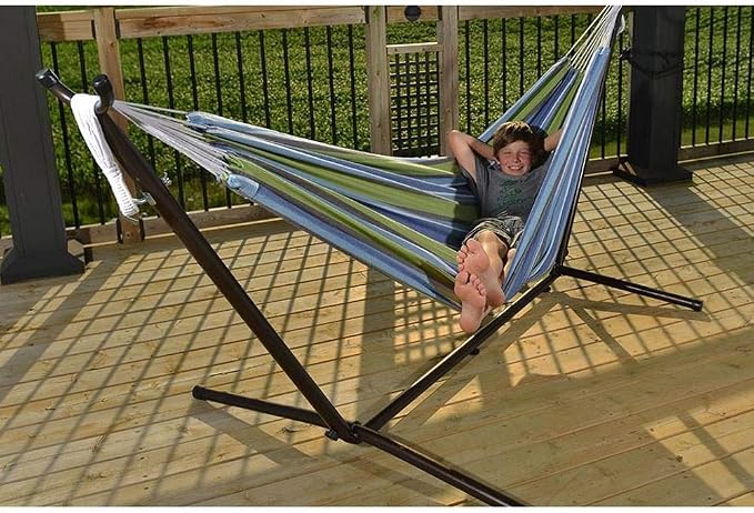 Vivere Double Cotton Combo Outdoor Backyard Patio Hammock - Image 2