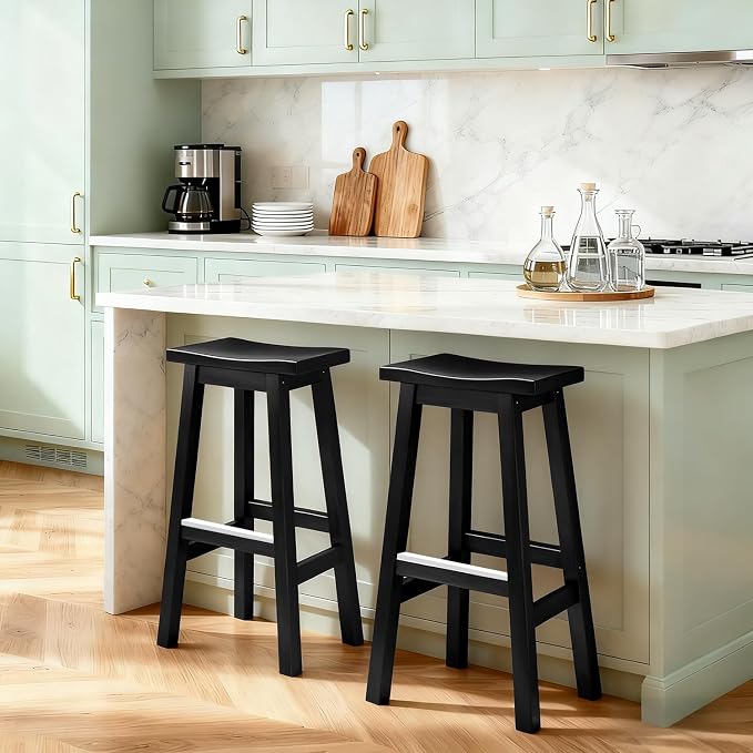PayLessHere Bar Stools Set of 2, Saddle Stools 30 Inch Heigh, Bar Chairs Seat - Image 2