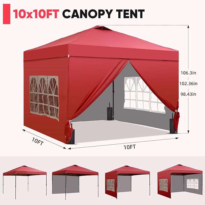 GDY 10x10 Pop Up Canopy Tent - Image 2