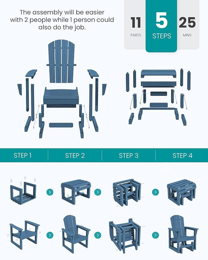 SERWALL Outdoor Glider Chair Set of 2 - Image 8