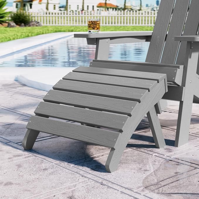 MXIMU Folding Adirondack Ottoman Set of 4: HIPS Plastic Outdoor Footrest Easy - Image 3