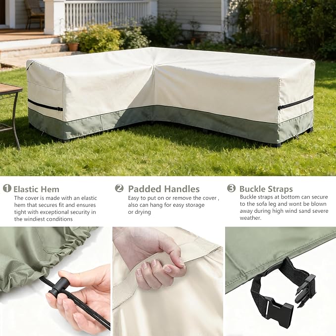 okcool Outdoor Sectional Sofa Cover Waterproof-L-Shaped Patio Furniture Covers - Image 4