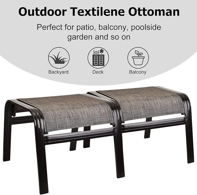 Patio Outdoor Ottoman Footstools Assembled Aluminum Footrest Side Table Small - Image 5