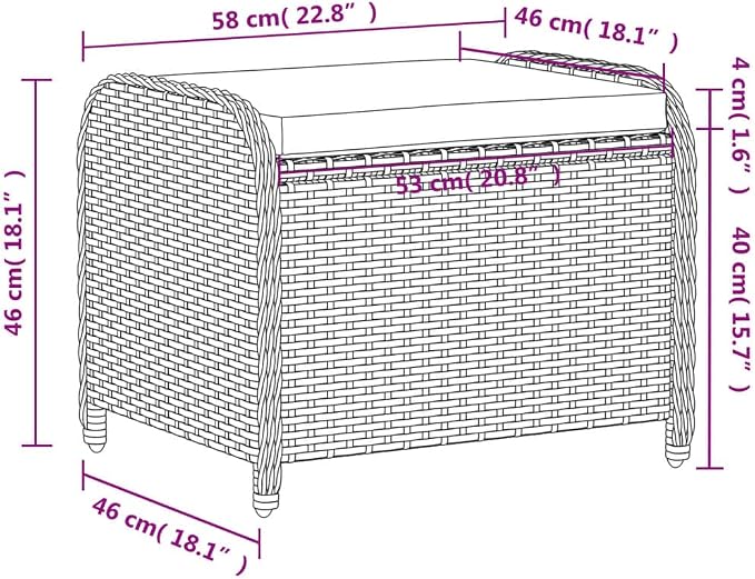 vidaXL Patio Stool with Cushion - Image 4