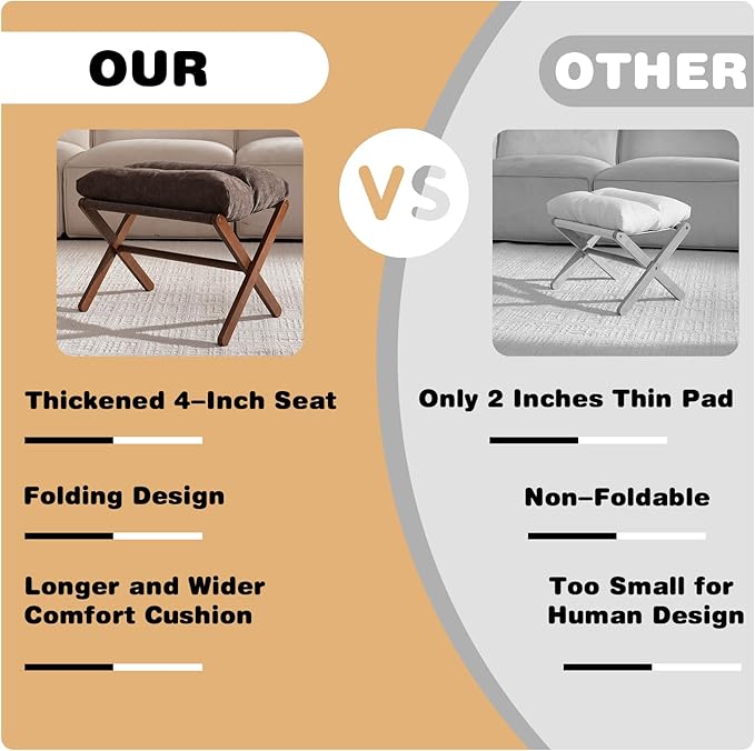 Ottoman Foot Rest- Bamboo Folding Stool, Foot Stools Small Ottman - Image 5