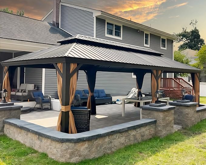 PURPLE LEAF 12' X 26' Outdoor Hardtop Gazebo Patio Wide Aluminum Frame by PURPLELEAF