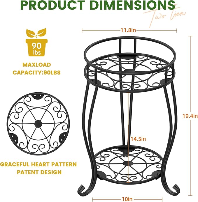 TOSKING 2 Tier Metal Plant Stand Indoor Outdoor, Rustproof Stable Plant Stands - Image 6