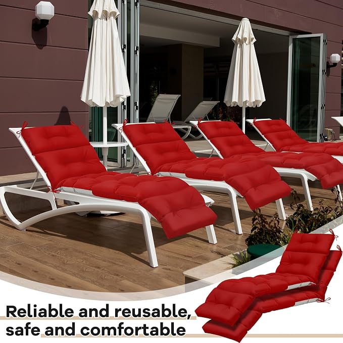 Kigley 4 Pcs Chaise Lounge Cushions 75 x 22 x 5 Inches Soft Lounge Chair - Image 7