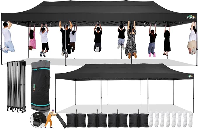 COBIZI 10x30 Pop Up Canopy Without Sidewall, Heavy Duty Canopy UPF 50+ All by COBIZI