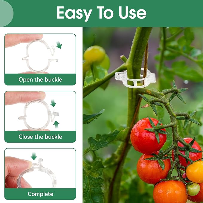 300 Pcs Plant Clips for Climbing Plants, Tomato Clips for Support, Plastic - Image 3