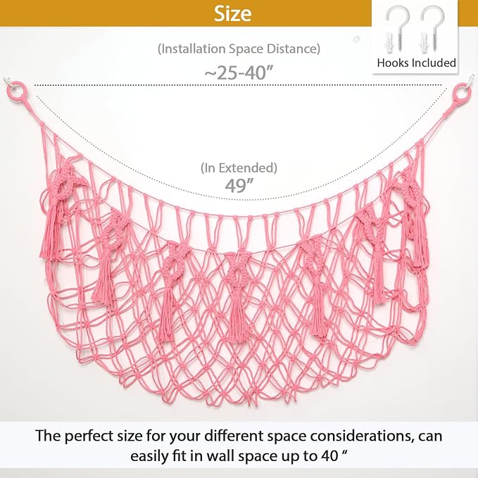 Stuffed Animal Net or Hammock Macrame Toy Diaplay Plush Toy Holder Corner Wall - Image 4